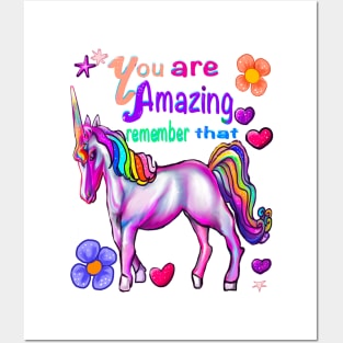 Inspirational motivational affirmation unicorn you are amazing girls inspirational gifts for women Posters and Art